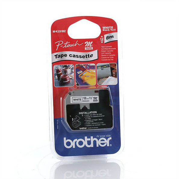 Brother MK-231BZ 12mm Black on White Brother M Tape Brother Store
