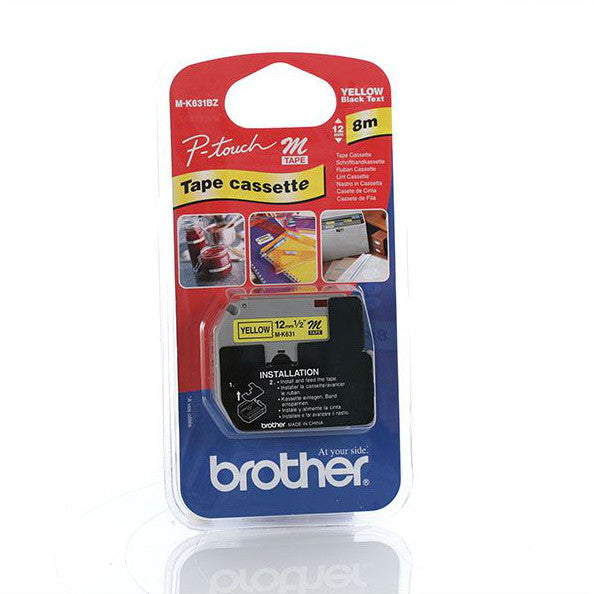 Brother MK-631BZ 12mm Black on Yellow Brother M Tape Brother Store